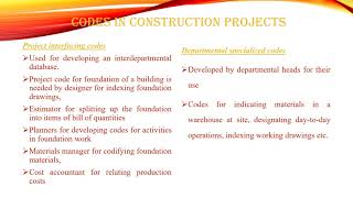 MODULE II CODIFICATION APPROACH IN CONSTRUCTION PROJECTS