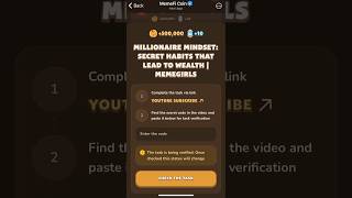 MILLIONAIRE MINDSET: SECRET HABITS THAT LEAD TO WEALTH| Memefi Video code | #memefi #memefivideocode