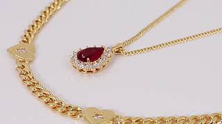 LAYERED RUBY 18K GOLD KOREAN DESIGNER NECKLACE