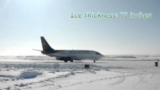 737 landing on a frozen lake in Nunavut