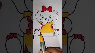 Cute Elephant Baby Colouring 🎨 Satisfying Art #shorts #viral #trending #shortvideo #drawing #diy