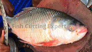 Big Katla Fish Cutting & Chopping At Bangladesh Fish Market