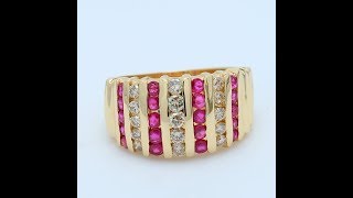 Stunning Ruby and Diamond Band in 14k Yellow Gold