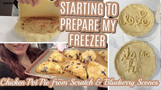 COOK & BAKE With me making Chicken Pot Pie from Complete Scratch & Blueberry Scones