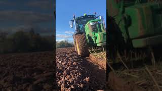 Ploughing with John Deere 6155r shifting dirt asmr