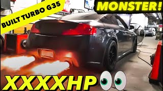 1000HP BUILT TURBO G35 Dyno Day - STREET PULLS - INSANE!!