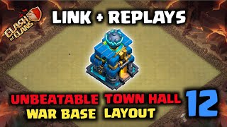 Th12 New War Base Layout | Link + Replays | Th12 Anti 3 Star Base | Clash of clans.