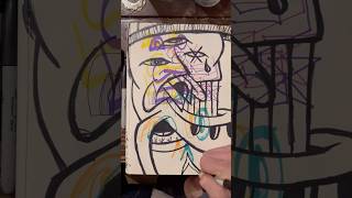 Daily Faces Challenge: Day 241/365- Sharpie Over Old Sketchbook Page | Art Process Timelapse #shorts