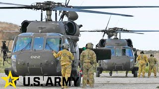 Армия США. Вертолеты UH-60L Black Hawk. Обучение воздушной стрельбе.