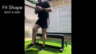 One leg body weight squat to bench. Lower body push.