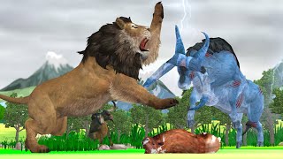 Zombie Bulls vs Lion Fight Baby Cow Saved By Lion Giant wild animals Epic Batle Animal Fights Videos