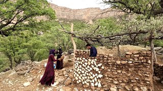 Facade of the exterior of mountain cottage with decorative stones#nomadic lifestyle #Iran2023