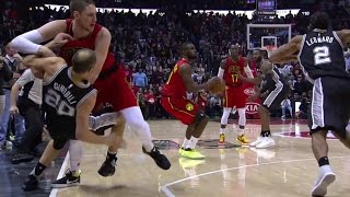 Manu Ginobili "Steam Rolled" in final 3 seconds of the game | Spurs vs Hawks | 1/1/17