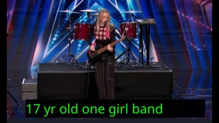 17 year old teen girl plays, drums, guitar, bass,sings all at once on AGT: just the performance part