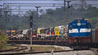 Unique Itarsi WDM3D ALCO with RoRo Roll On - Roll off Truck Service train skipping a station!