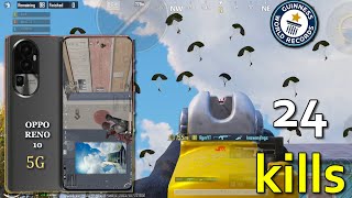 I Finally Made The WORLD Record Kills in BGMI• {Oppo reno 10 5g 90 fps ?😲} (24 KILLS) BGMi GAMEPLAY