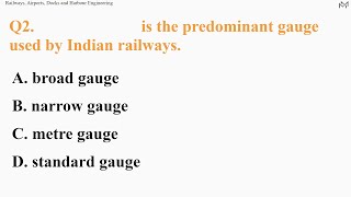 "Railways, Airports, Docks and Harbour Engineering" MCQ Quiz