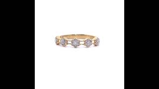 NEW! 0.16 Carat Diamond Flower Cluster Double Rail Ring in Yellow Gold