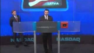 Valdis Dombrovskis piedalās tridzniecības sesijas noslēguma ceremonijā NASDAQ OMX ASV biržā