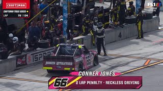 CONNOR JONES PENALTY FOR RECKLESS DRIVING - 2024 BAPTIST CHURCH 200 - 2024 NASCAR TRUCK SERIES