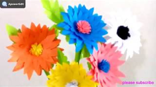 DIY: color paper flower, ,how to make beautiful paper flower