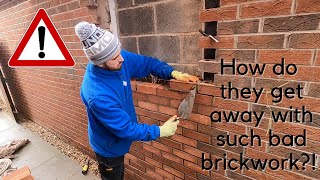 Bricklaying- Bricking up doorway with handmade bricks