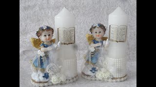 DIY  Beautiful Christening candle/Մկրտության  մոմերի ձեվավորում /украшаем  свечи для крестин