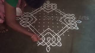 Vinayagar chadurthi special kolam | 15 x 1 dots sikku kolam | simple kambi kolam | SathyaSelva Arts