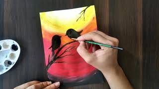 Beautiful sunrise painting tutorial