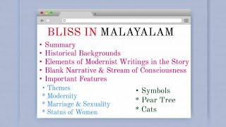 Bliss, Short-Story by Katherine Mansfield | Complete Study in Malayalam