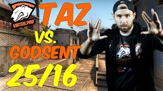 TaZ |Virtus.pro| 20 headshot / 25 kills vs. GODSENT @ ECS Season 2 Europe