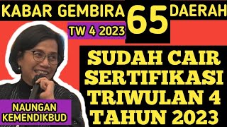 KABAR GEMBIRA 65 DAERAH SUDAH CAIR SERTIFIKASI TRIWULAN 4 TAHUN 2023 ⁉️ CEK SEGERA