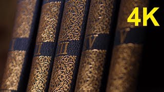 4K Free Stock Footage: Old Books on a Bookshelf (Book Spine Close-up)