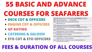 55 BASIC & ADVANCE COURSES FOR SEAFARER | FEES & DURATION | DECK ,ENGINE, GP RATING, CATERING & ETO