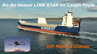 Ro-Ro Vessel LINK STAR On Lough Foyle Before Sunset - DJI Mavic 3 Classic