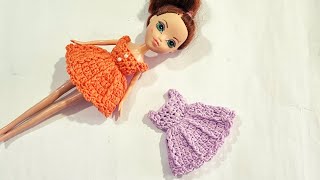 How to crochet pretty dress _ doll outfit  _ barbie doll clothes