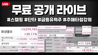 [2024-08-21] - (무료 방송) 실시간 스캘핑 + 단타 매매 및 강좌 ㅣ2시30분까지ㅣ화성밸브 셀리드 블루엠텍 에스와이스틸텍 뉴트리 에이텀 EG