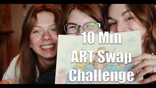 10 Minute Art Swap Challenge with 3 Artists! Pencils, watercolor, and markers