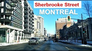 Winter driving in Montreal (-17°C)  | Sherbrooke Street (4K) | Relaxing Driving Tour 2022