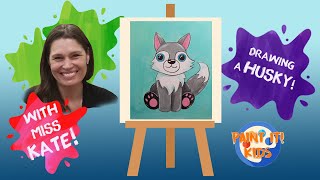 Drawing and Painting for Kids - How to Draw a Husky - Art for Kids - Cute drawings