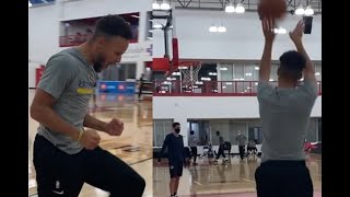 Steph Curry downs down crazy 100 3s in a row with his left hand!!!