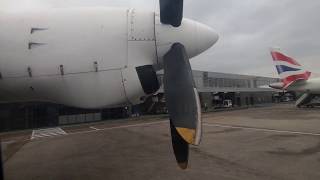 VLM Airlines Fokker 50 Engine-Start and Takeoff from London City to Antwerp