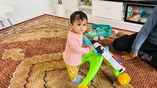 Suvani practicing walking for the first time