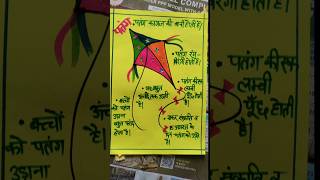 Kite Drawing | Adjective on kite #essay on kite #kiteessay #kitedrawing #hindiessayonkite #ytshorts