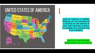 Generating a List of Universities based in the United States for a particular course of study #usa