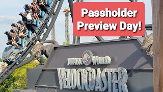 Velocicoaster Passholder Preview - First Rider Footage - Queue Experience