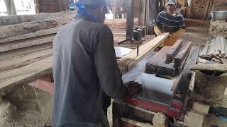 Sawing up teak planks for main doors // main door designs // main door planks in Indian Timber Depot