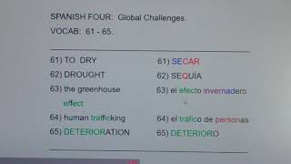 4 GC 61-65:  secar, sequía, efecto invernadero, tráfico de personas, deterioro...