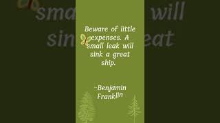 Beware of little expenses. A small leak will sink a great ship. Benjamin #shorts #tradingquotes