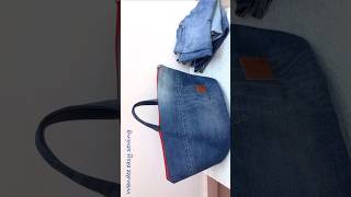 how to make denim bucket zipper tote bag tutorial from old jeans #wandeeeasysewing #totebagdiy